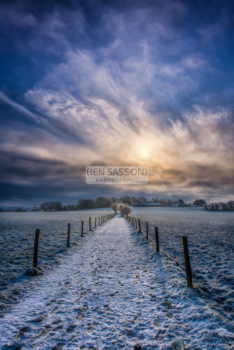 "Sunrise over Hampshire, UK" stock image