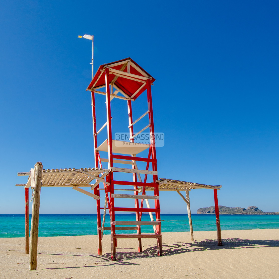 "Lifeguard hut, Crete" stock image