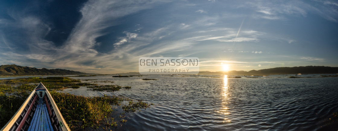 "Sunset over Inle lake, Myanmar" stock image