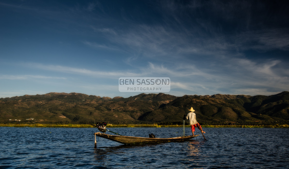 "Traditional fisherman, Inle lake, Myanmar" stock image