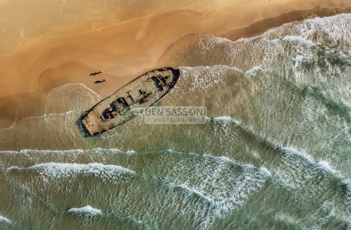 "Beached Shipwreck, Israel" stock image