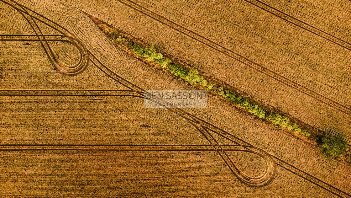 "Top view of Wheel Tracks in Field" stock image