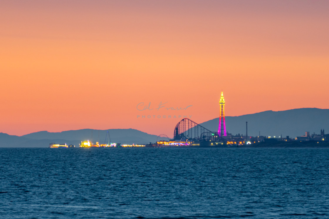 "Blackpool at dusk" stock image