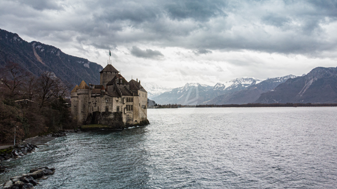 "Castle of chillon in Geneva Lake" stock image