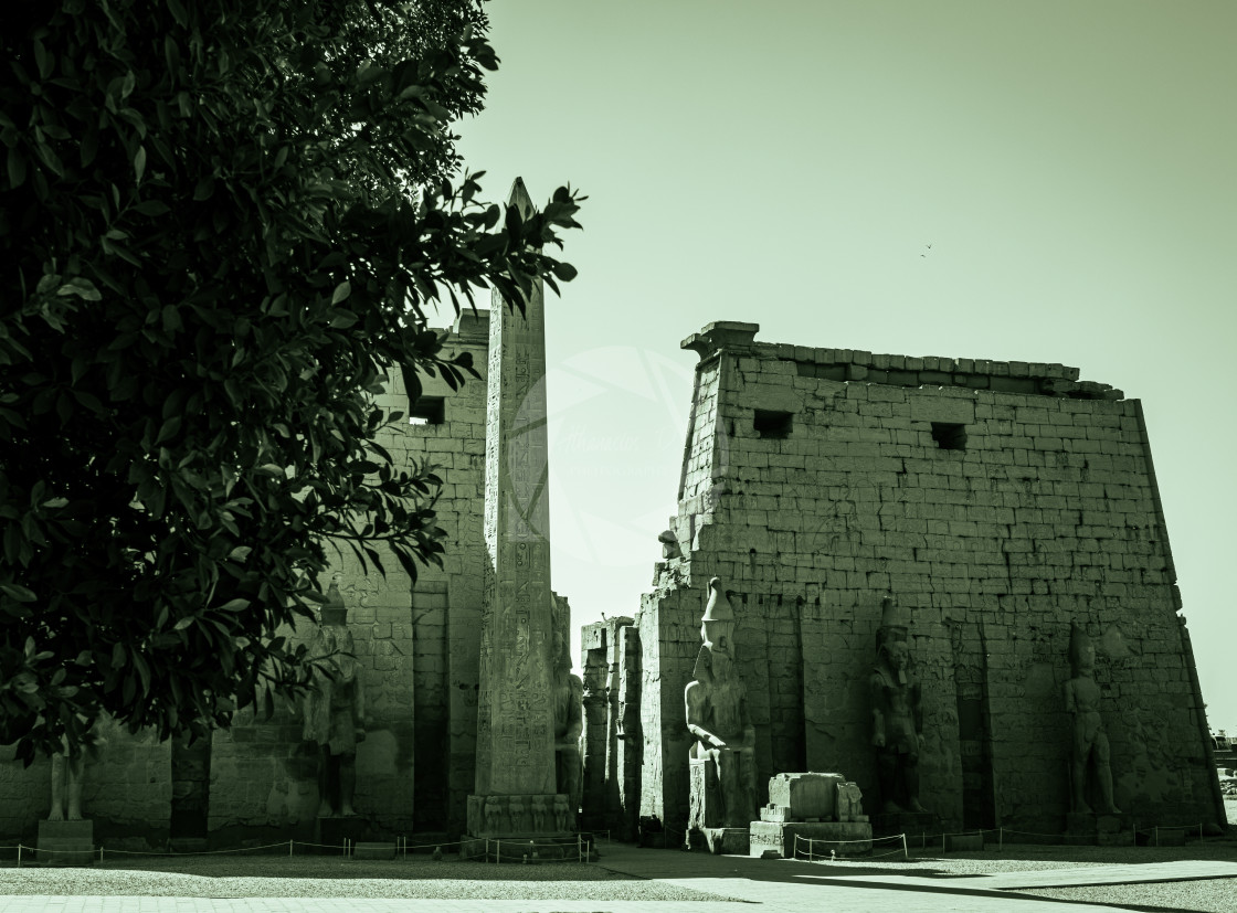 "Landmarks in Luxor Egypt. Luxor temple during day and night." stock image