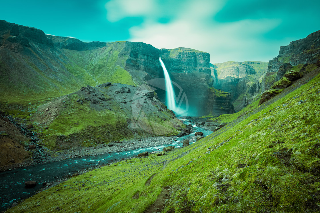 "Haifoss waterfall in Iceland." stock image