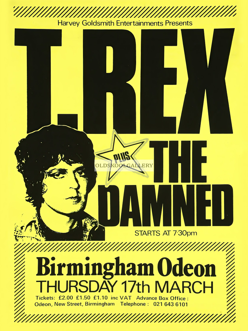 "T Rex + The Damned - Birmingham (1977)" stock image