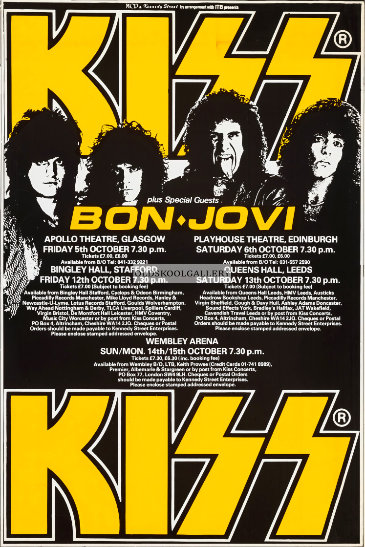 "Kiss + Bon Jovi - UK Tour - October 1979" stock image