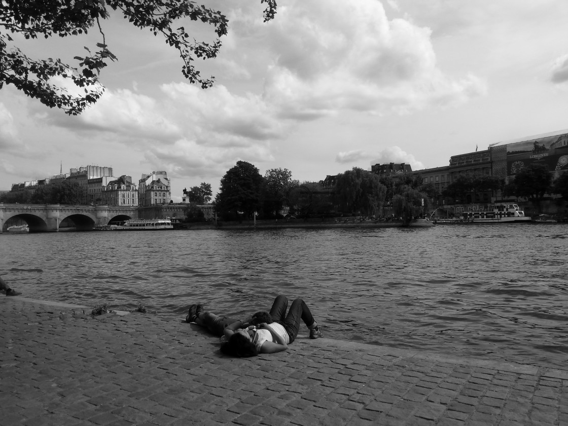 "Couple by Seine" stock image