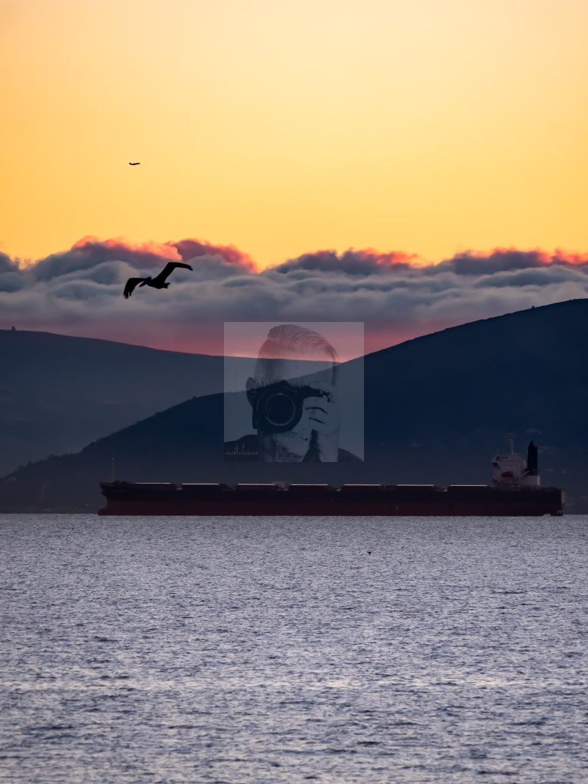 "San Bruno Gap Lit Up With Tanker In Bay" stock image