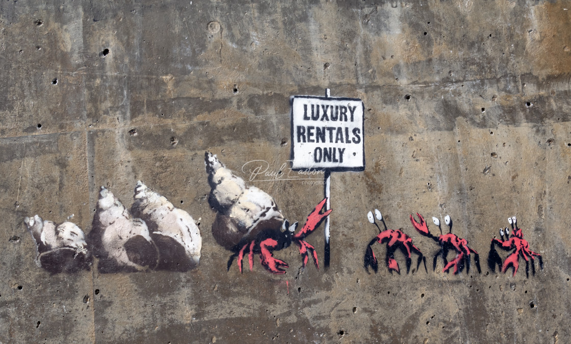 "Banksy Art : Luxury Rentals Only : Cromer" stock image