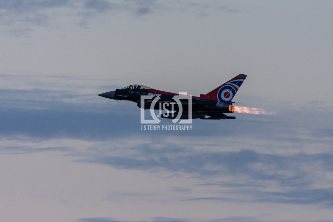 "The RAF Typhoon Display Team at Dusk" stock image