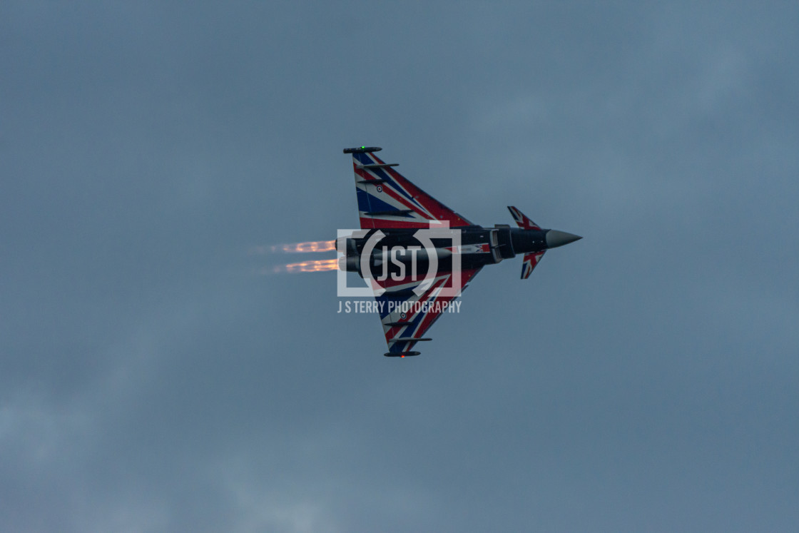 "The RAF Typhoon Display Team at Dusk" stock image