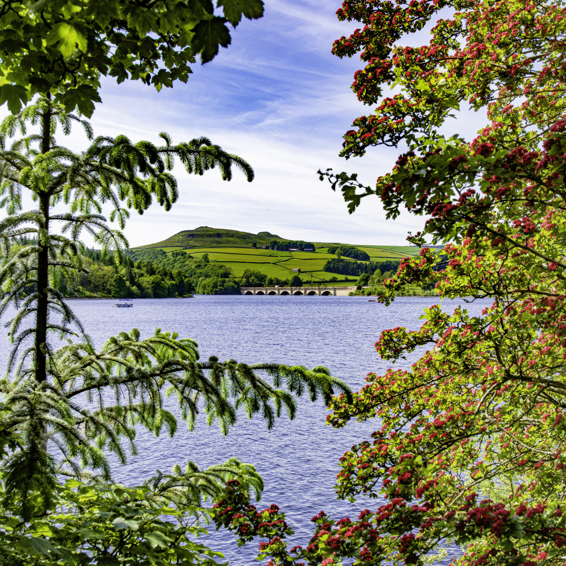 "Ladybower Reservoir, Bamford Edge, Peak District, UK" stock image