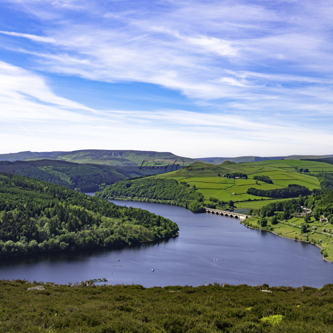 "Ladybower Reservoir, Bamford Edge, Peak District, UK" stock image