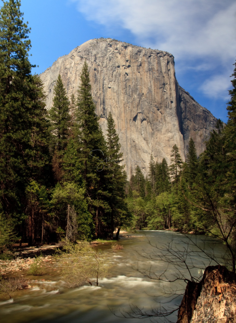 "Slow motion river in front of El Capitan" stock image