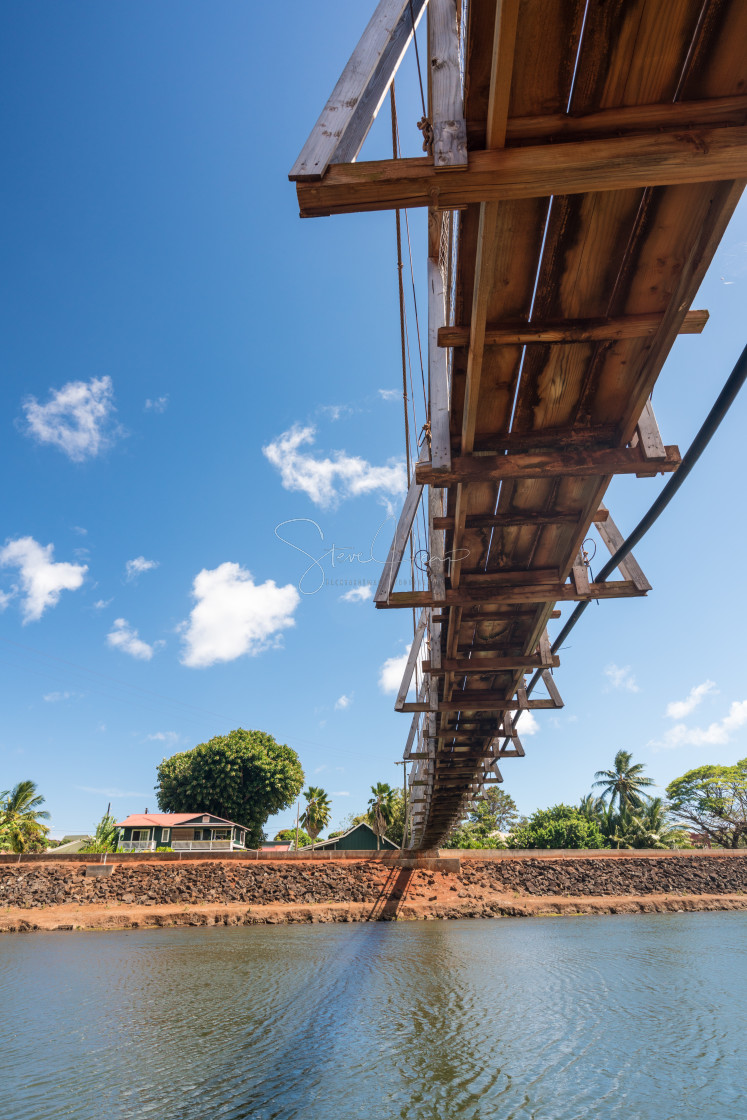 "View of the famous swinging bridge in Hanapepe Kauai" by Steve Heap - $8.25 "View of the famous swinging bridge in Hanapepe Kauai" stock image