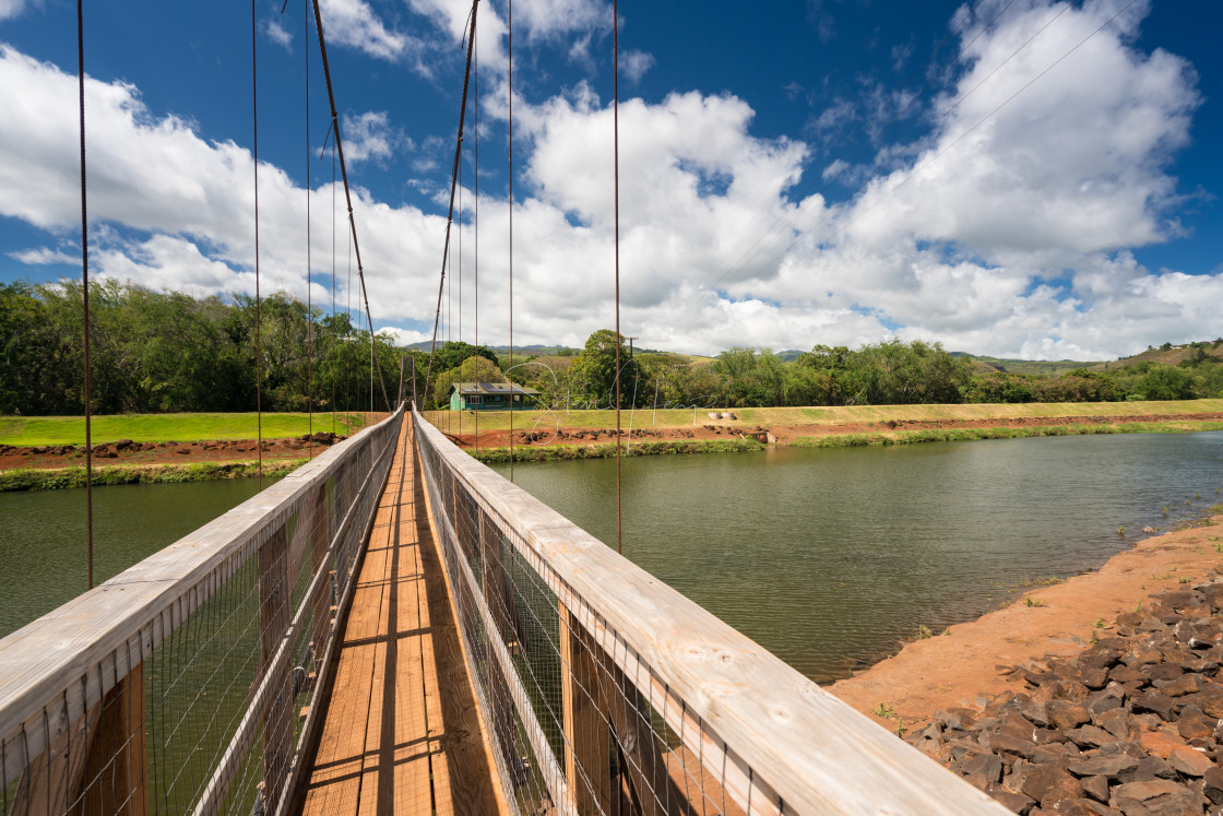 "View of the famous swinging bridge in Hanapepe Kauai" by Steve Heap - $8.21 "View of the famous swinging bridge in Hanapepe Kauai" stock image