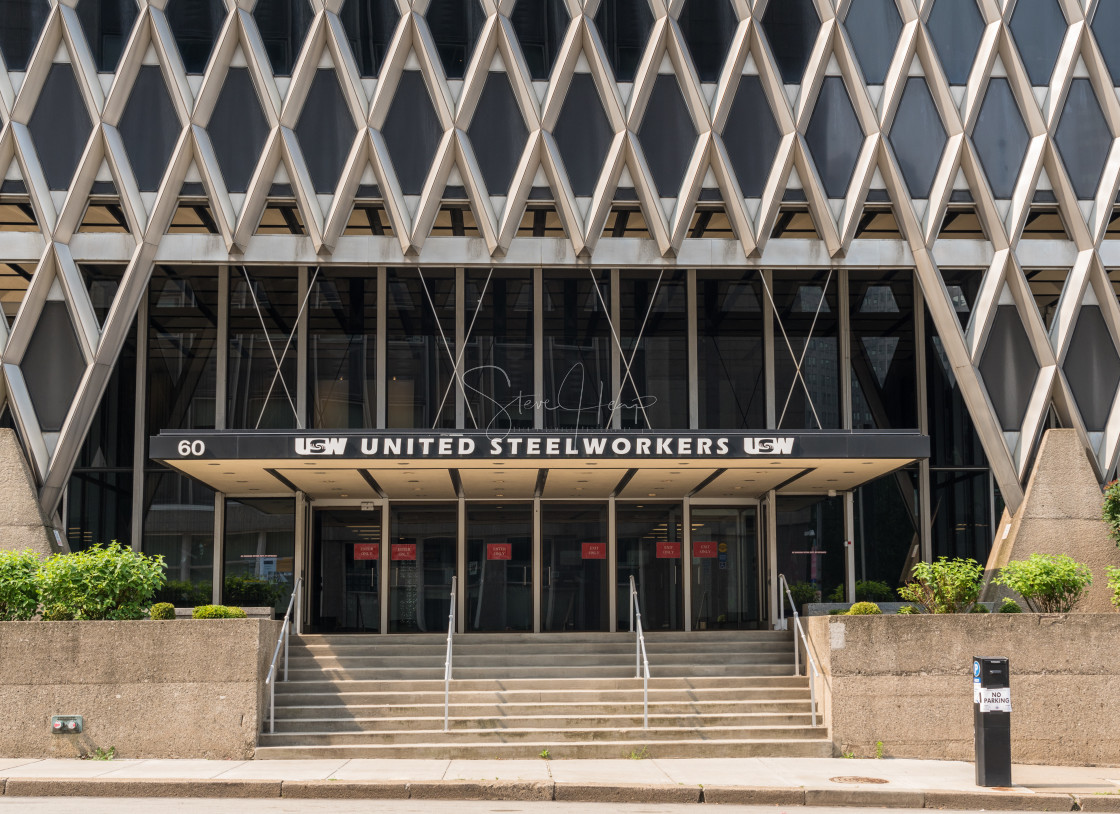 "Modern USW headquarters building in downtown Pittsburgh" stock image