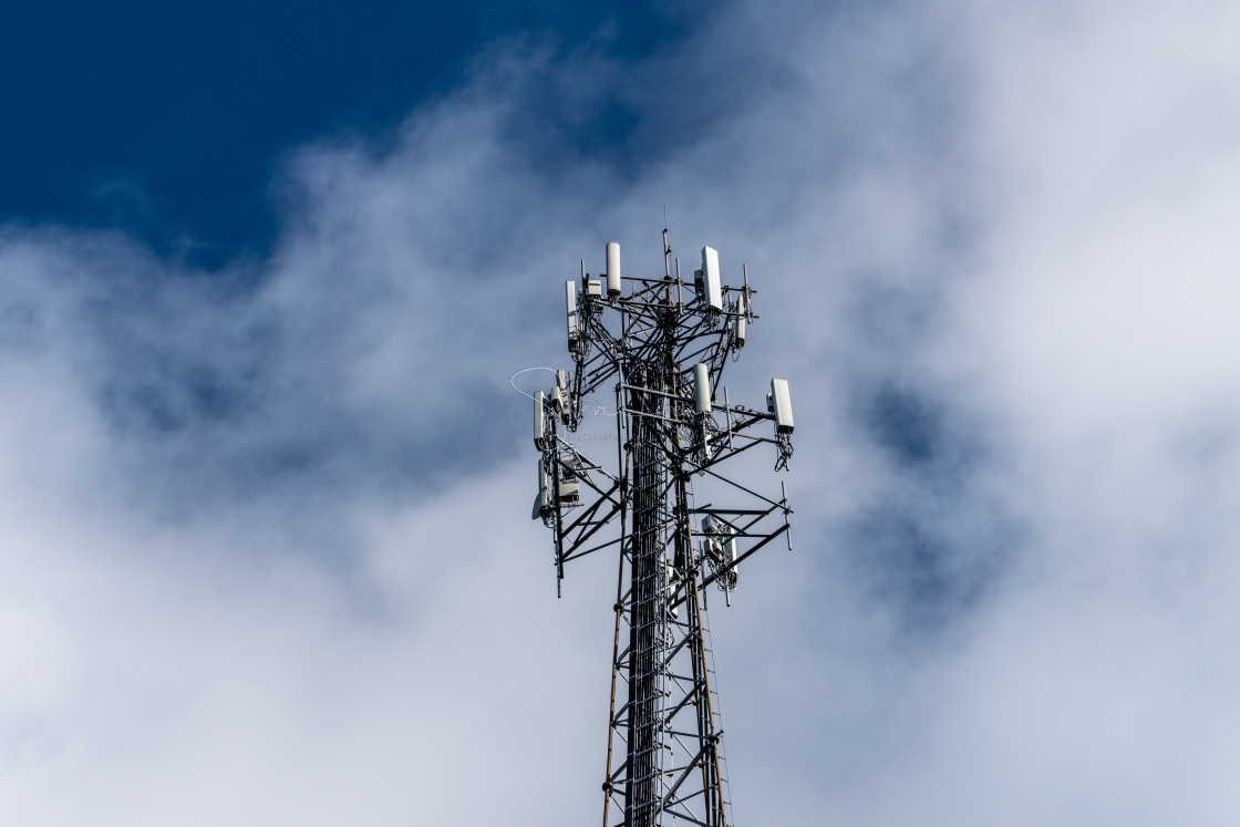 "Cell phone or mobile service tower providing broadband internet service..." stock image