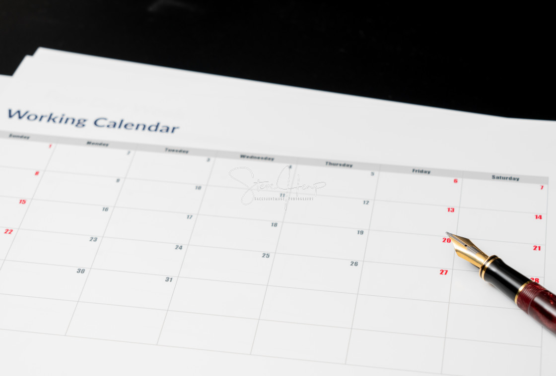 "Calendar illustrating a four day working week with Fridays being a vacation day" stock image