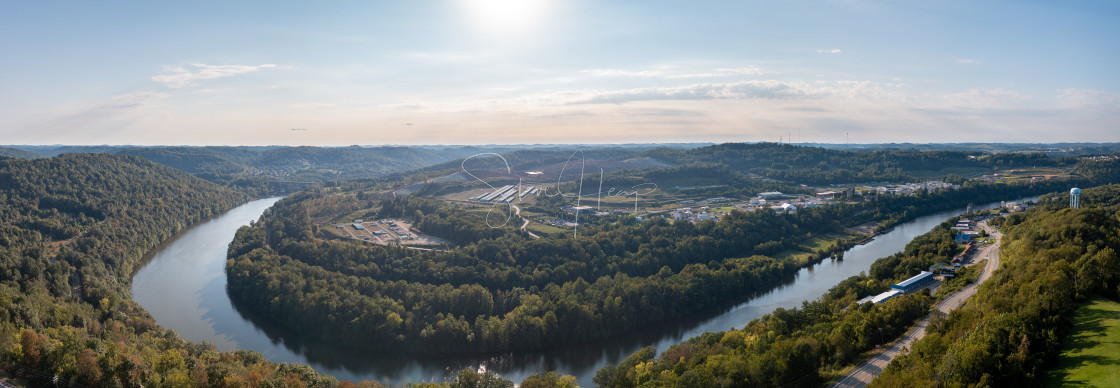 "Aerial panorama of Morgantown in West Virginia with the industrial estate" stock image