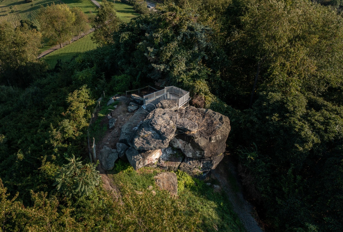 "Aerial view of the rock known as Dorseys Knob near Morgantown in West Virginia" stock image