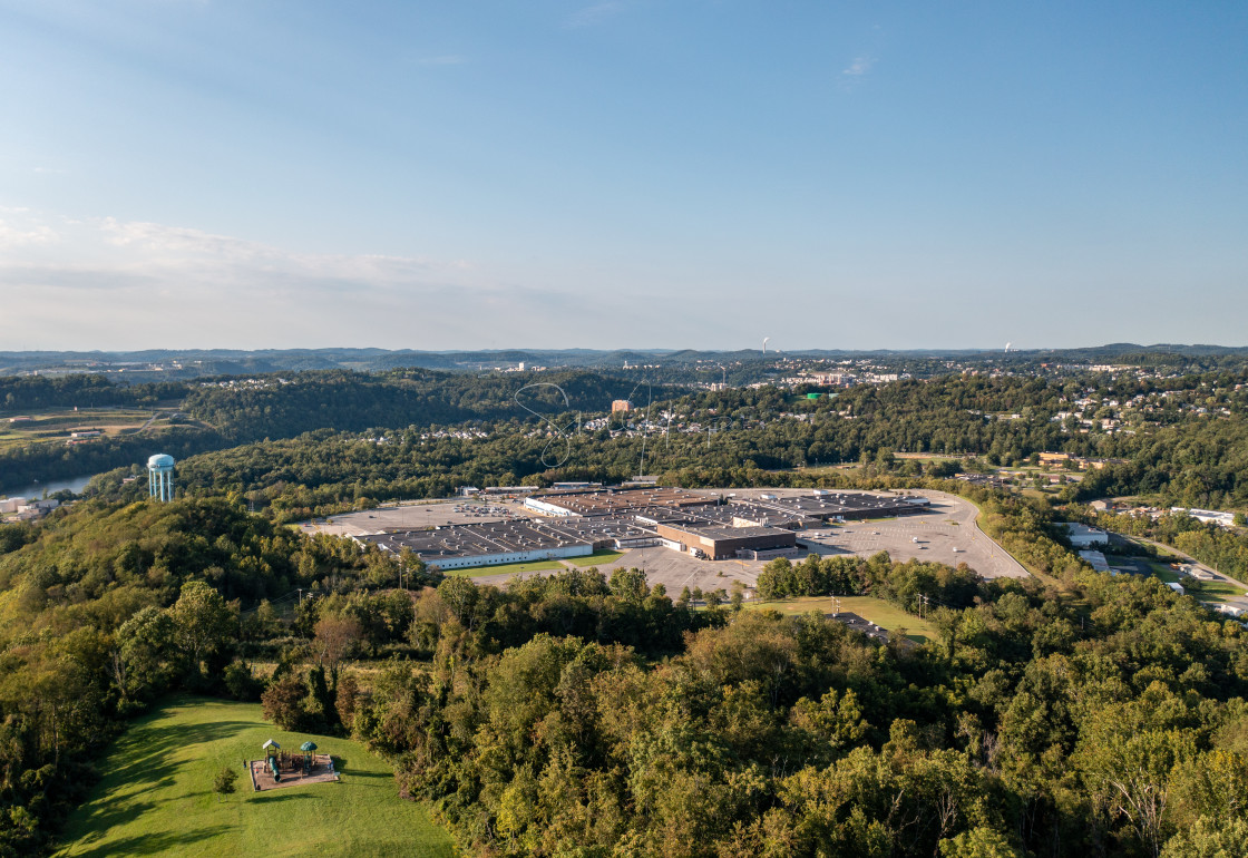 "Aerial view of Morgantown Mall in West Virginia" stock image