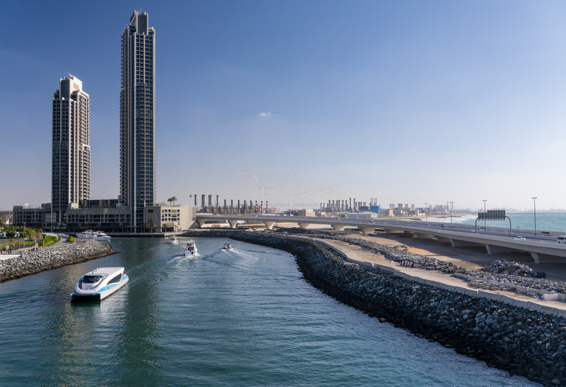 "Power station and industrial area of Dubai by JBR Beach" stock image