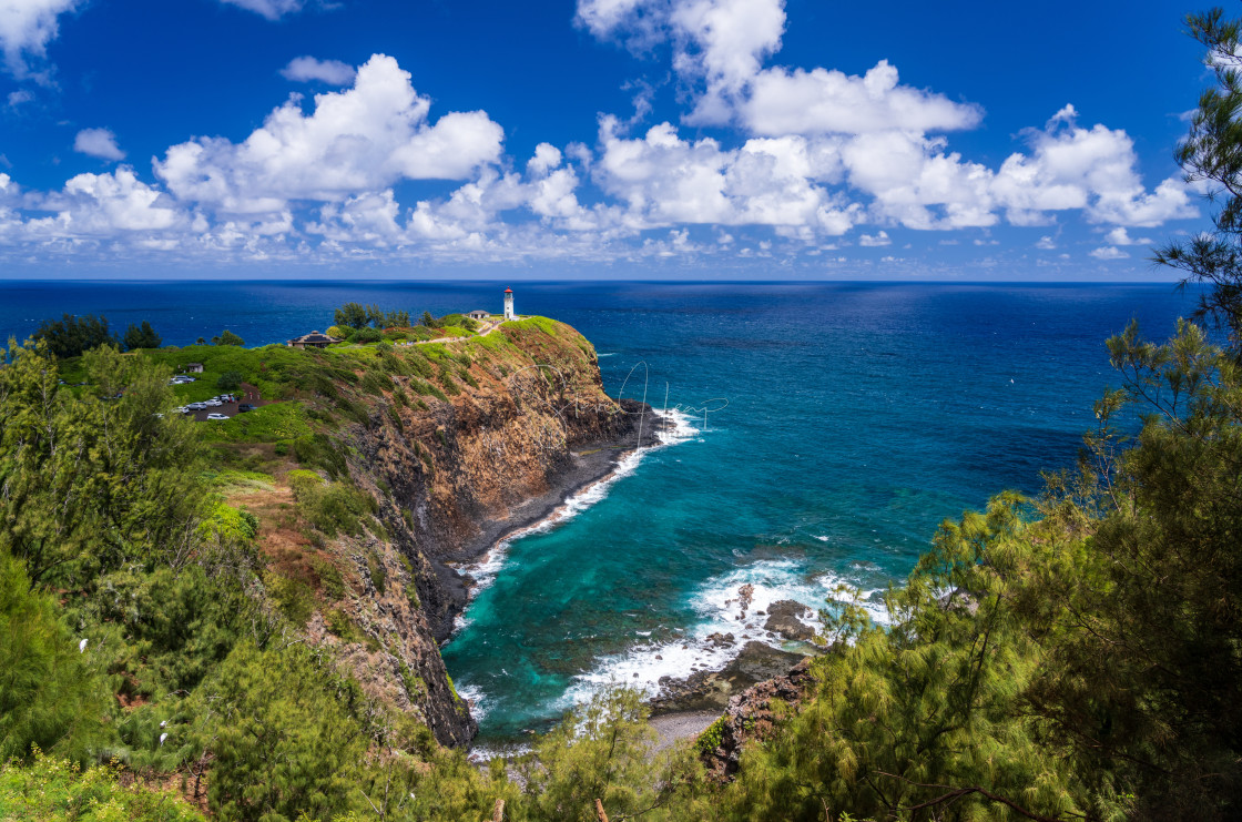"Kilauae lighthouse on headland against blue sky on Kauai" by Steve Heap - $8.21 "Kilauae lighthouse on headland against blue sky on Kauai" stock image