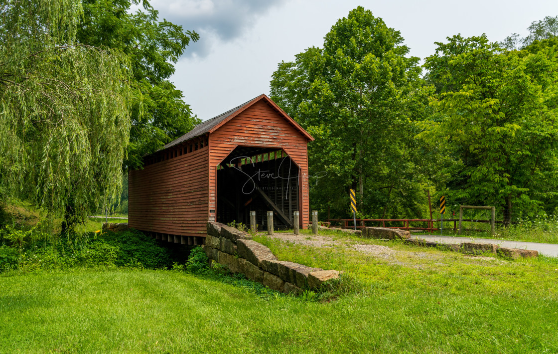 "Dents Run Covered bridge near Morgantown WV" by Steve Heap - $8.21 "Dents Run Covered bridge near Morgantown WV" stock image
