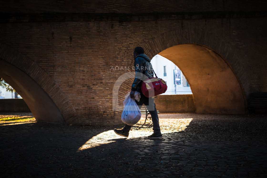 "Walking under the Bridge" stock image