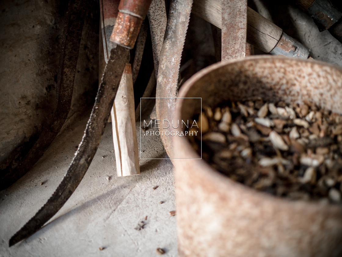 "In the tool shack" stock image