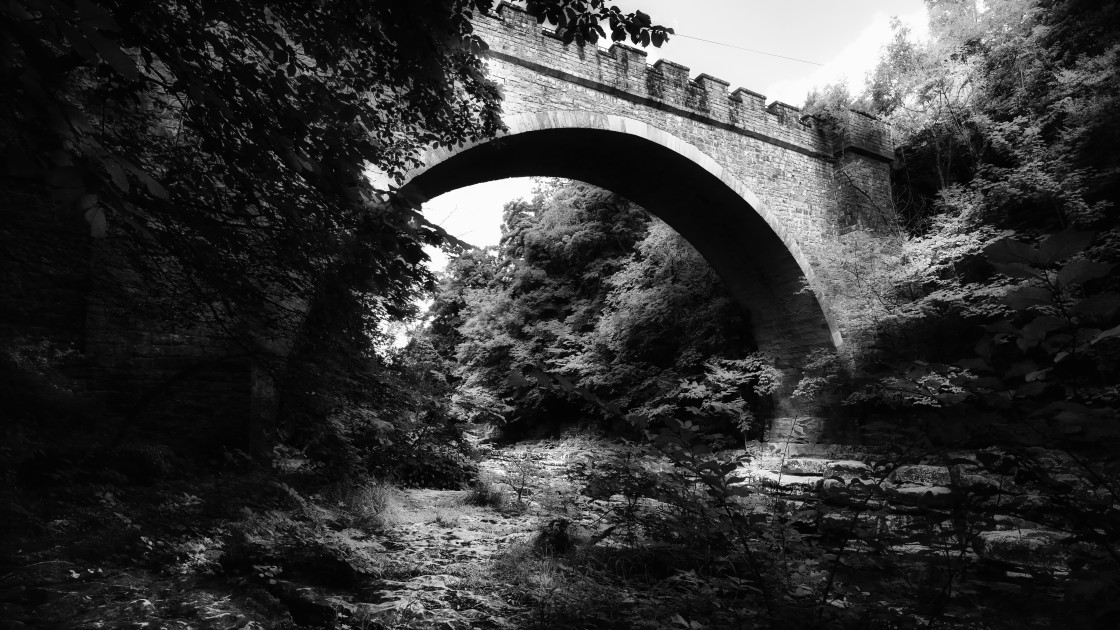 "Abbey Bridge in black and white." stock image