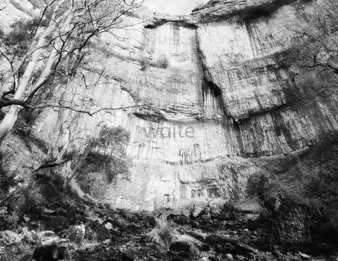 "Limestone Cove in black and white." stock image