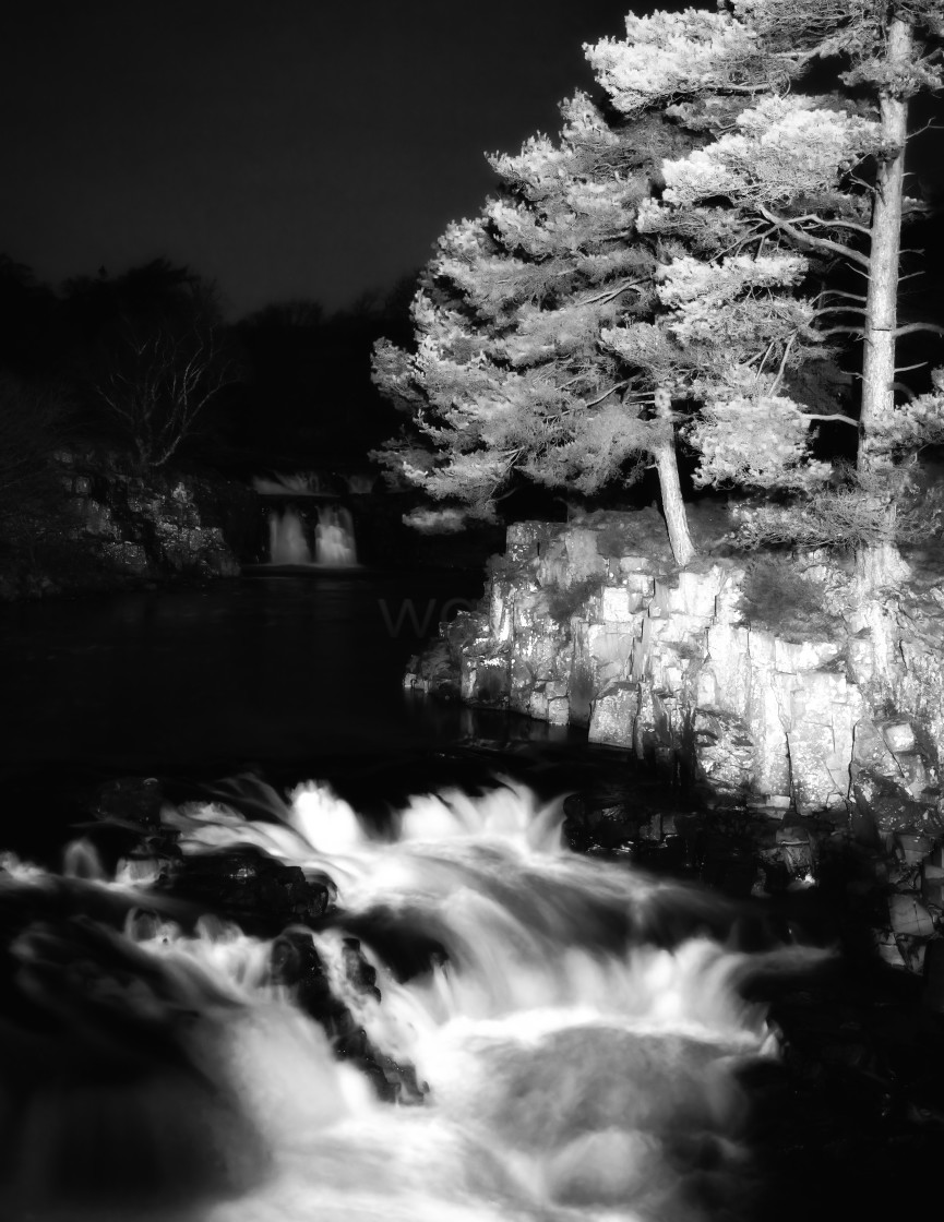 "Waterfall Rapids in black and white." stock image