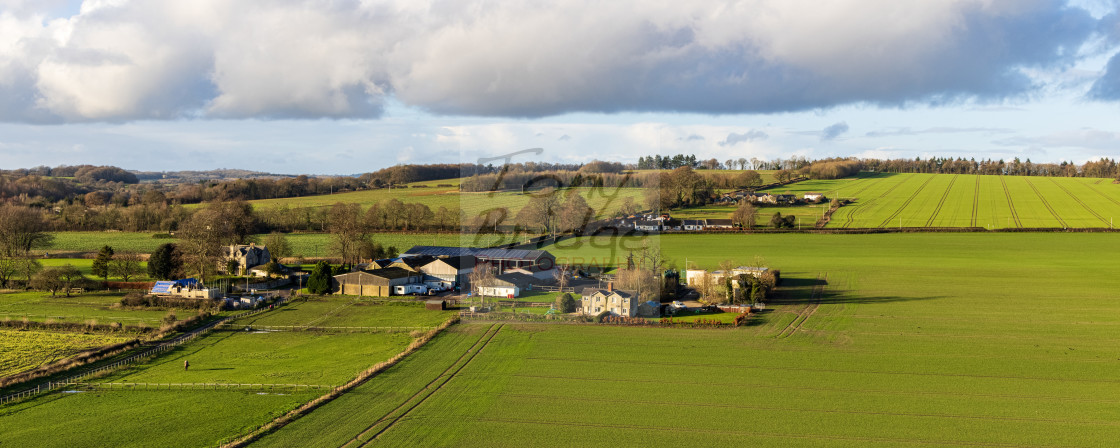 "Farms and fields in the Wiltshire countryside" stock image