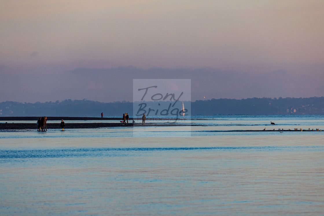 "Turquoise and pink at Meon Beach" stock image