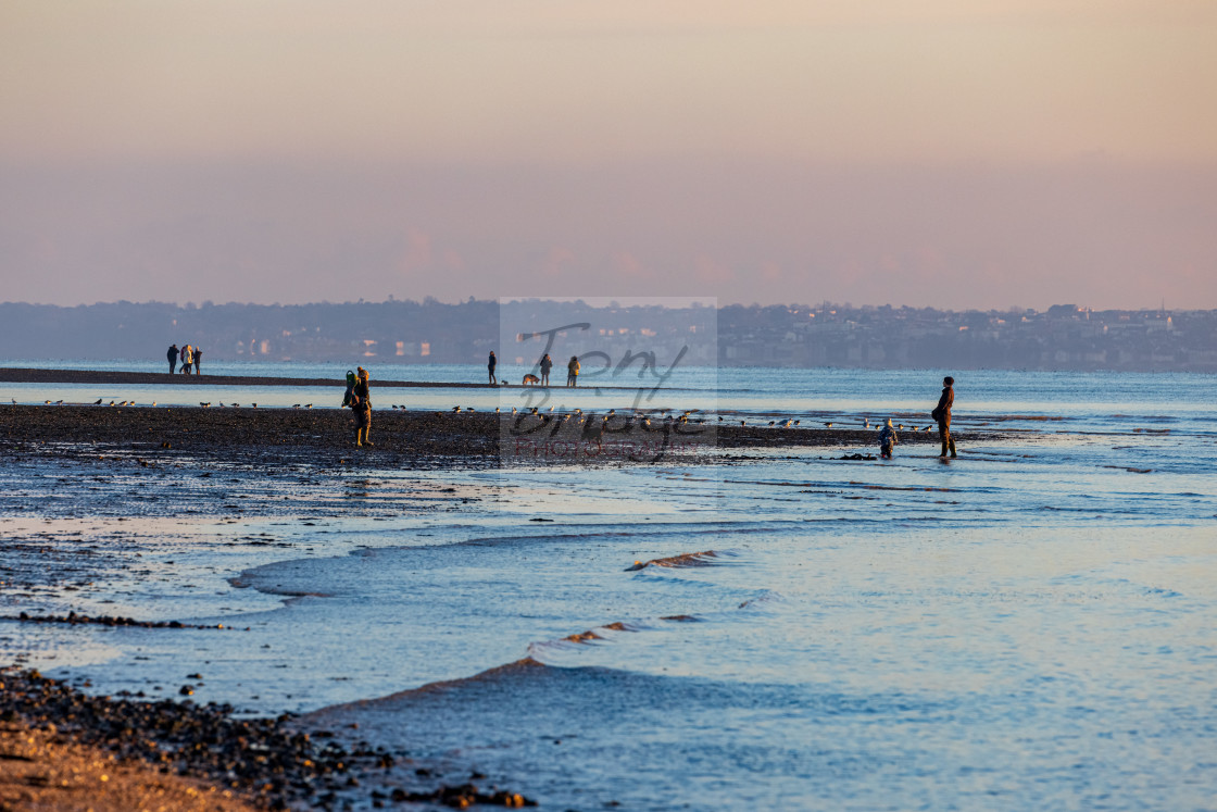 "WInter afternoon on Meon Beach" stock image