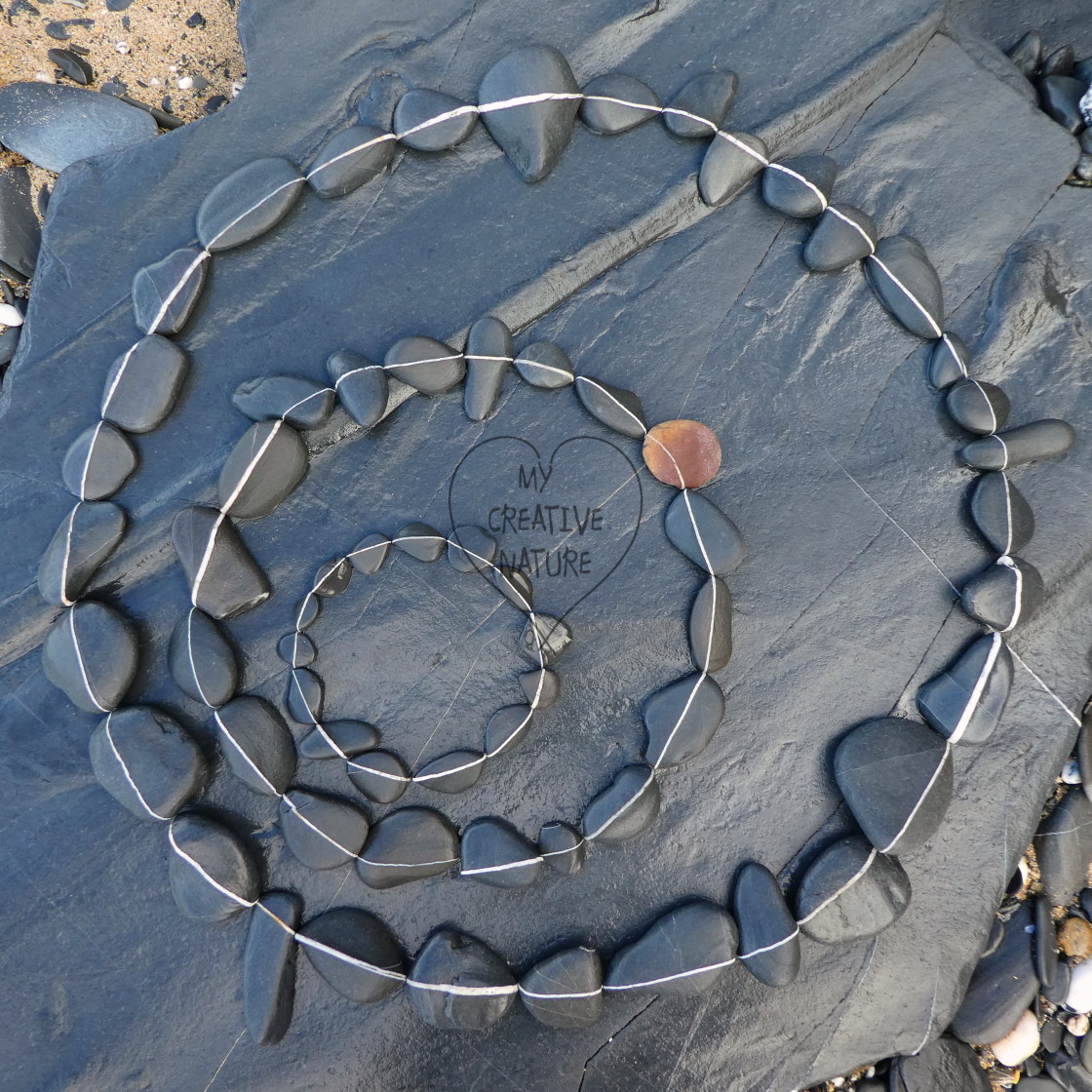 "beach pebble circles" stock image