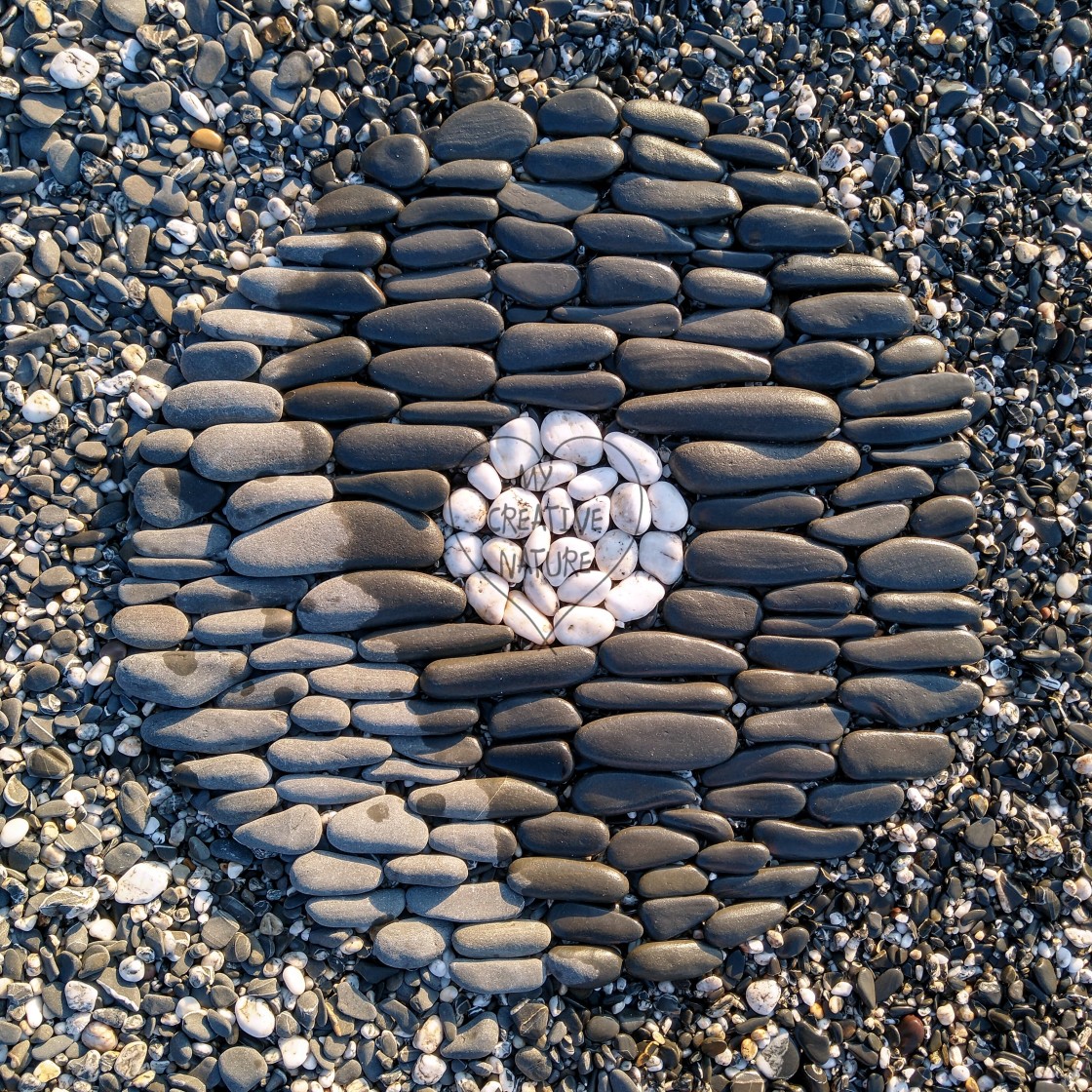 "Landart beach stones in a circle" stock image