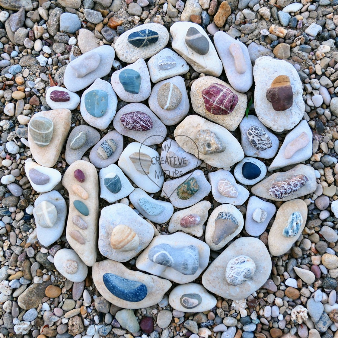 "Landart creation from pebbles" stock image