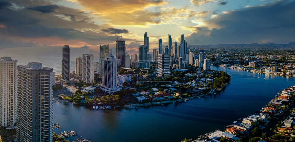 "Surfers Paradise Sunrise" stock image