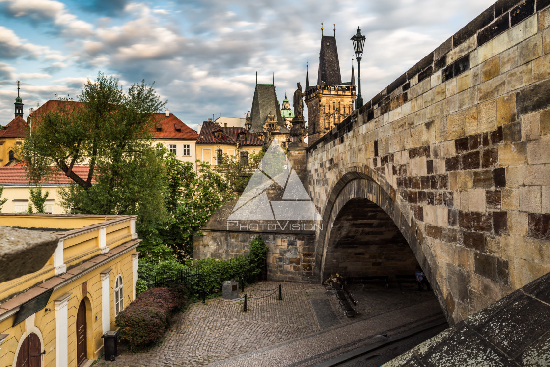 "Charles Bridge and Lesser Town Tower" stock image