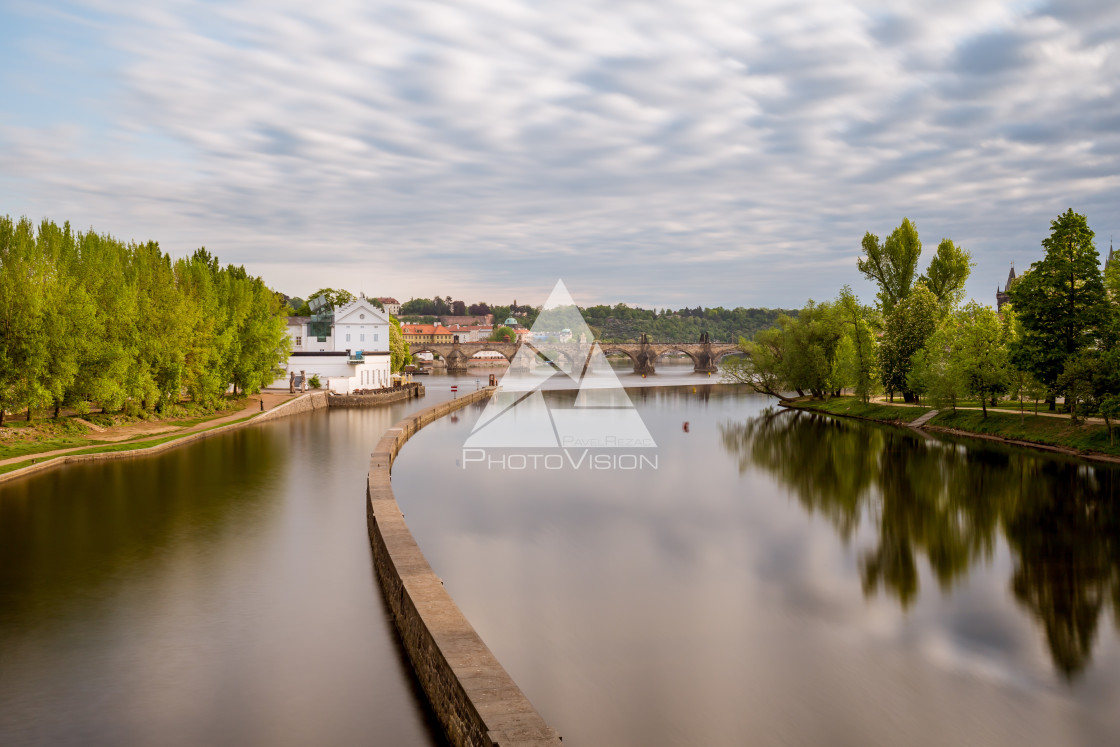 "Sov's mills on the Vltava River, in the background of Charles Br" stock image