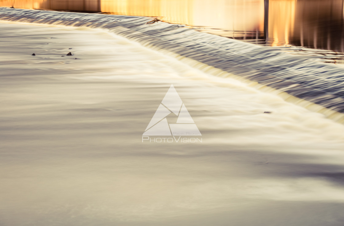 "The weir on the river Vltava, a long exposition" stock image