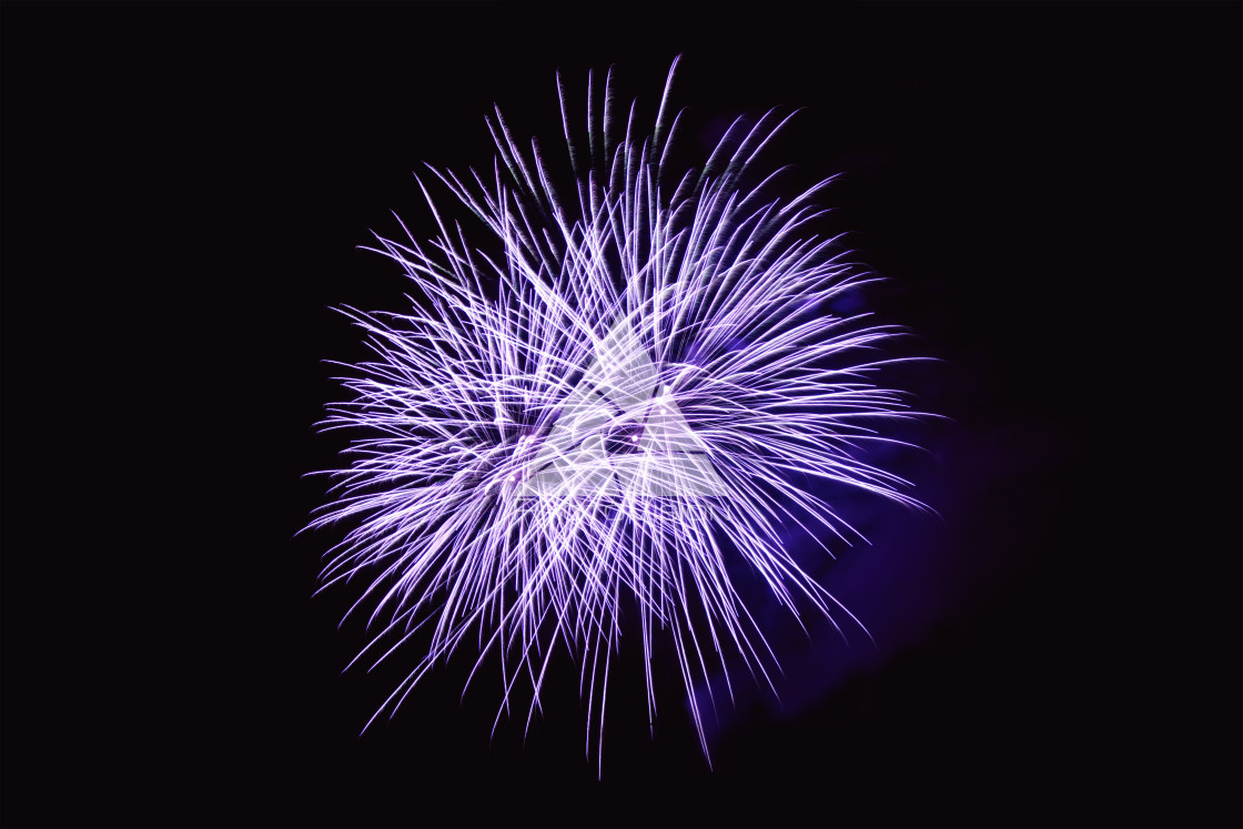 "Colorful firework on the night sky. New Year celebration fireworks. Abstract firework isolated on black background with free space for text" stock image