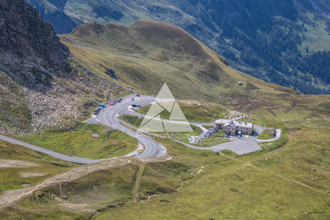 "Alpine valley, high mountain roads" stock image