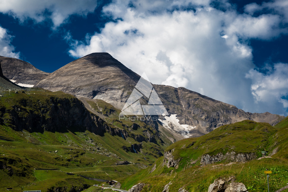 "Alpine blooming meadows, pastures and peaks" stock image