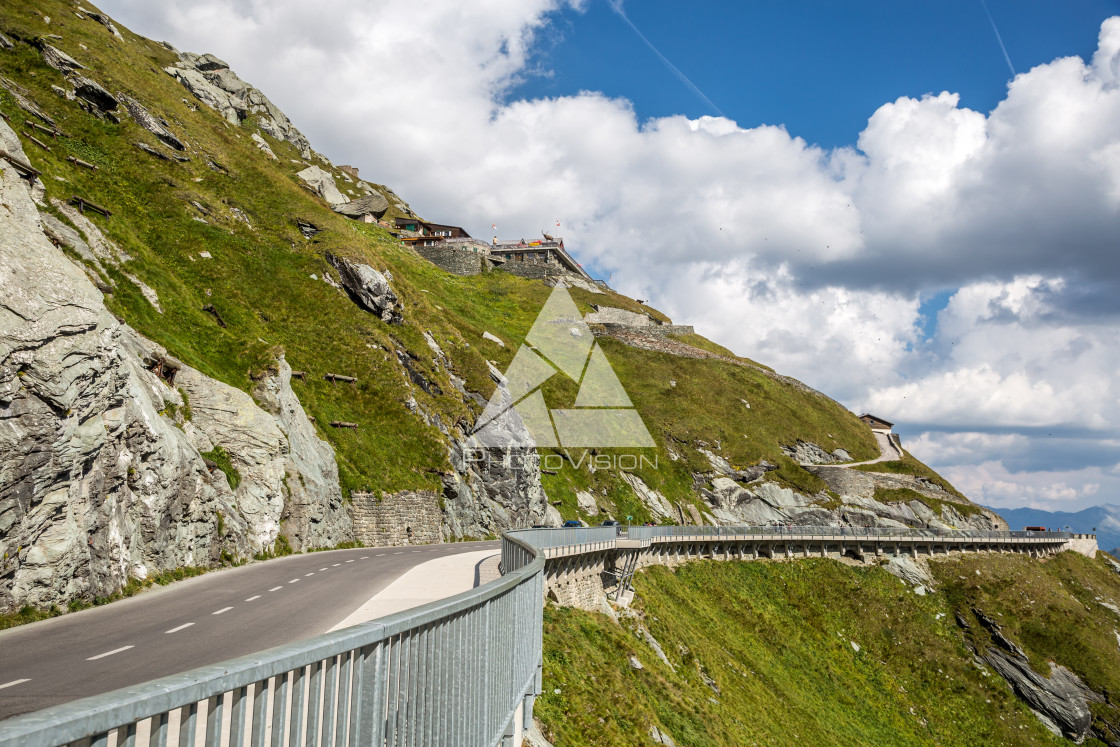 "Alpine valley, high mountain roads" stock image